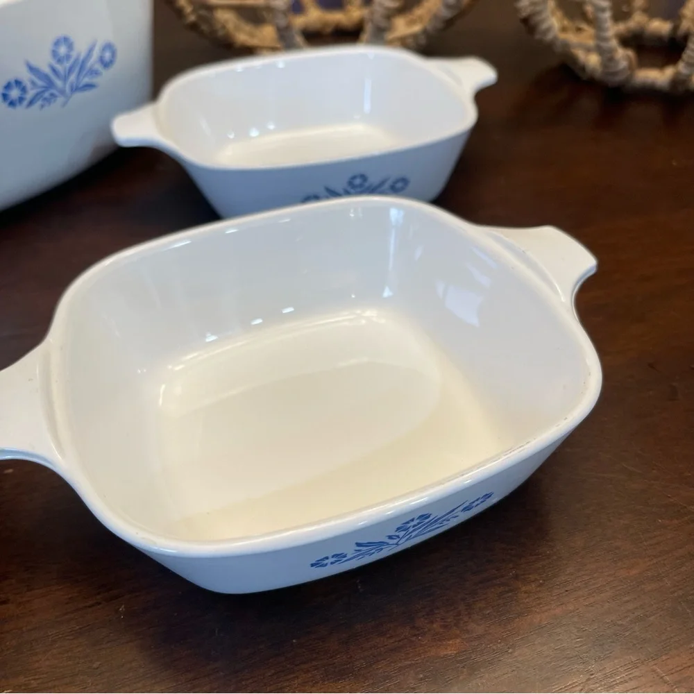 VINTAGE CORNING WARE White Blue Casserole Dishes